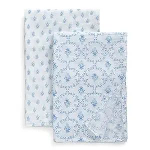 100% Cotton Muslin Baby Receiving Blankets for Girls and Boys – 47x47 Inches (Pack of 2), Blue ... | Amazon (US)