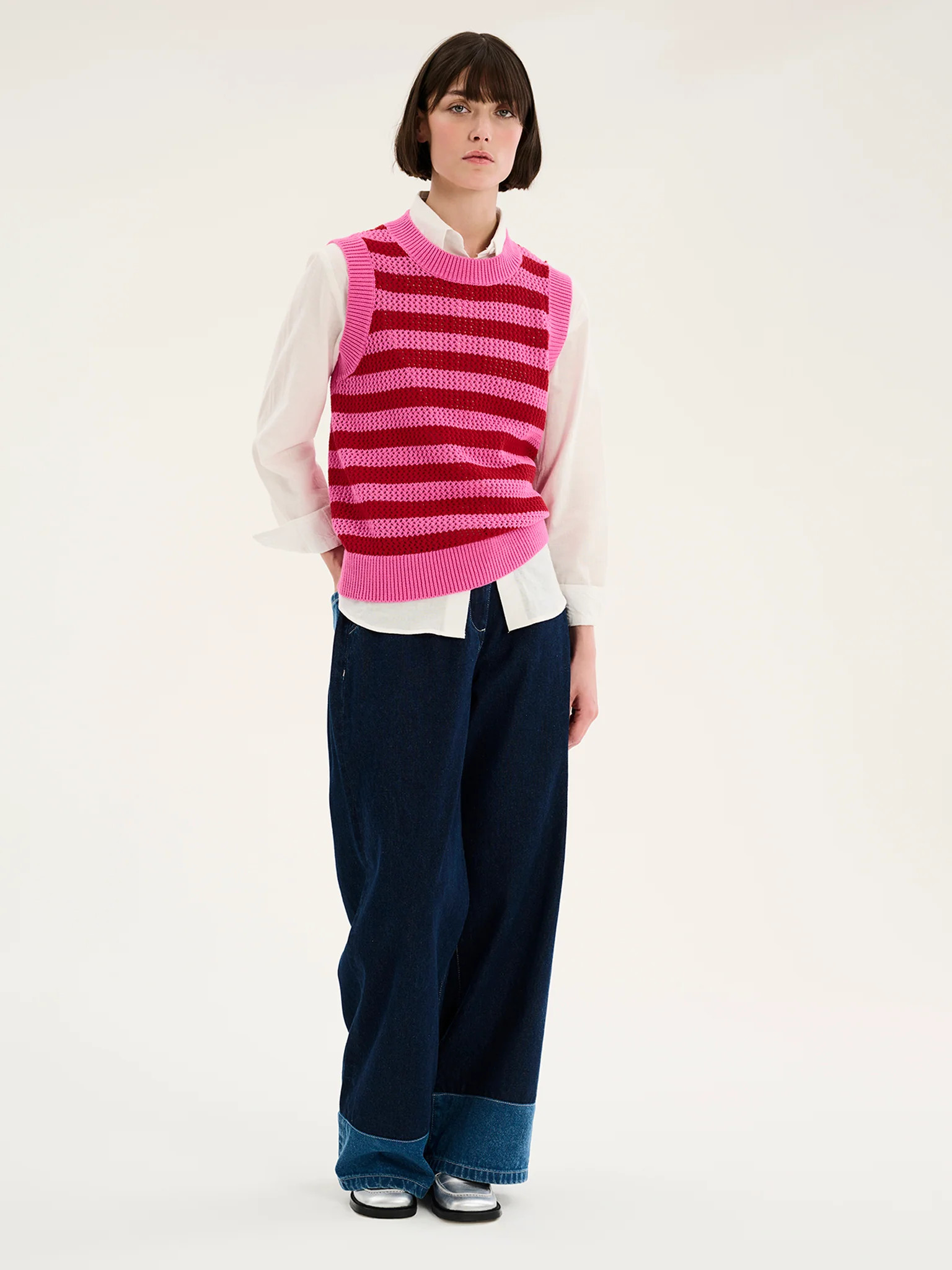 Bobbi Stripe Cotton Vest | OMNES UK