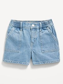 Elasticized High-Waisted Utility Jean Shorts for Girls | Old Navy (US)