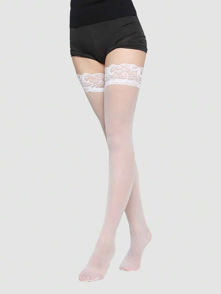 3/2/1 Pairs Women's Thigh High Stockings, Sheer Lace Knee High Socks, Y2k | SHEIN