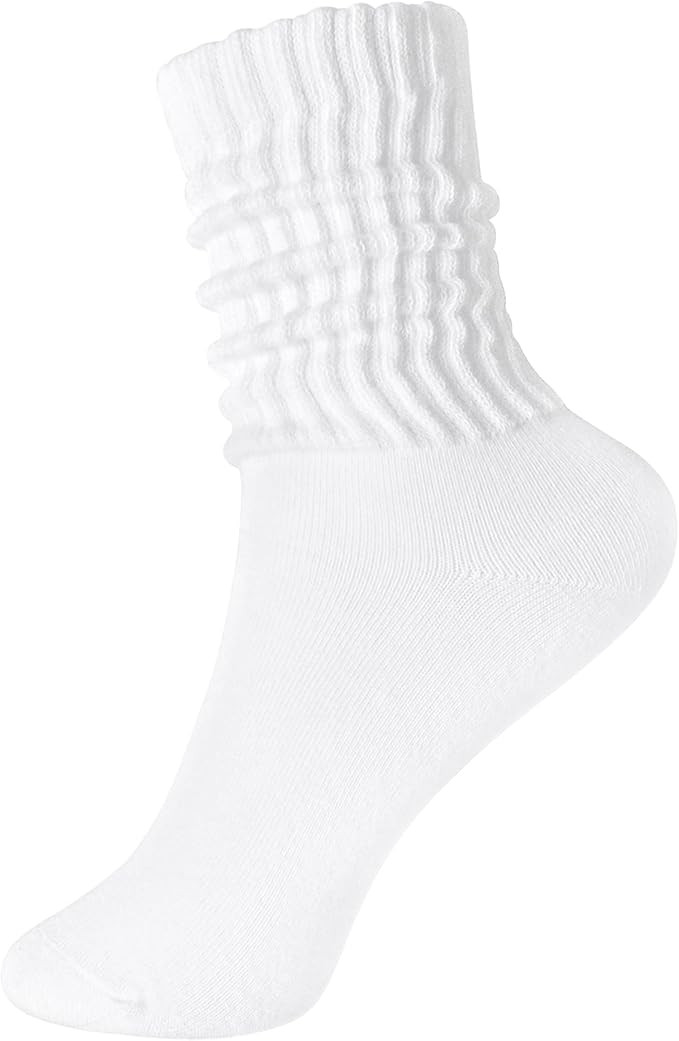 Women’s Scrunch Socks - Retro Solid Cotton Boot Calf Socks with Chunky Ribbed Cozy Slouchy Styl... | Amazon (US)