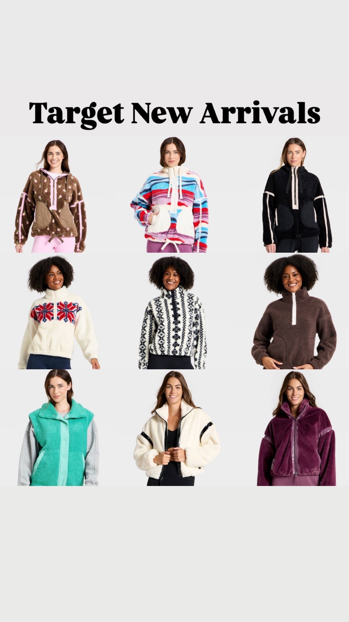 Target new arrivals 
Pullovers
Outerwear
Jackets

#LTKGiftGuide #LTKHoliday #LTKFindsUnder100