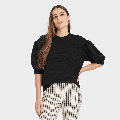 Women's 3/4 Sleeve Quilted Pullover Sweatshirt - A New Day™ | Target