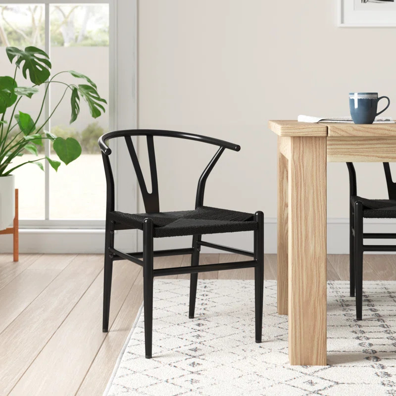Mid-Century Metal Dining Chair Weave Seat | Wayfair North America