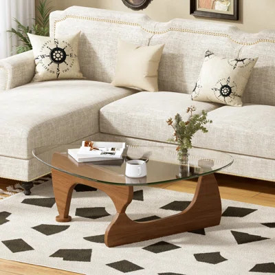 Coffee Table - Glass Top Coffee Table, 50'' Triangle Glass Coffee Table | Wayfair North America