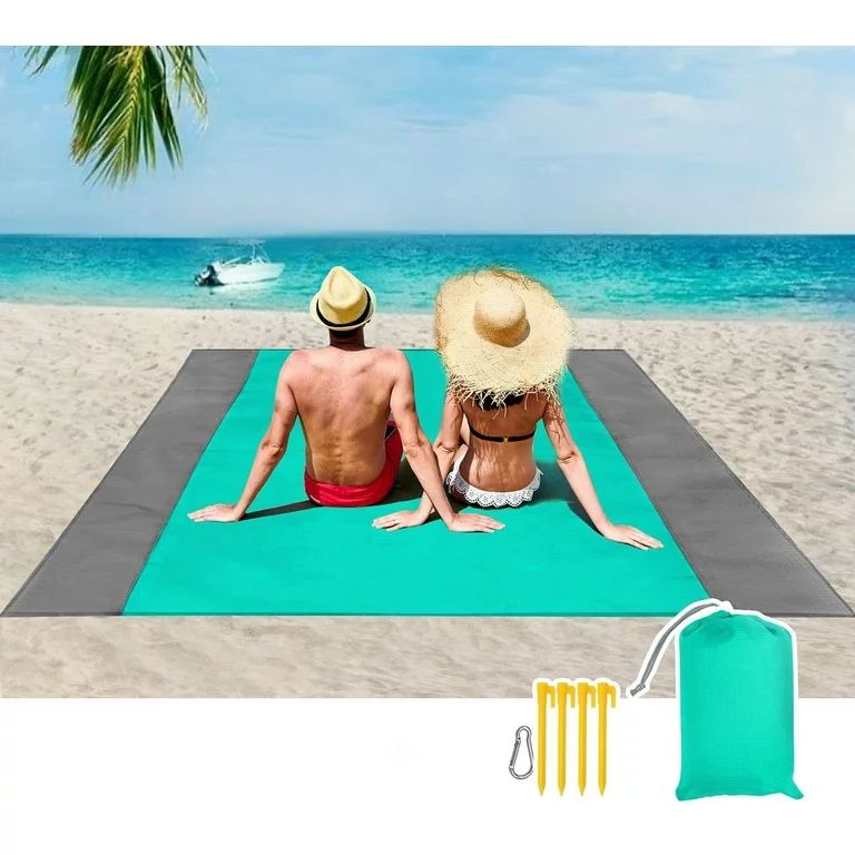 Rirool Beach Blanket, Sandproof Beach Mat Large 4-7 Persons, Waterproof Picnic Storage Bag (83"x7... | Walmart (US)