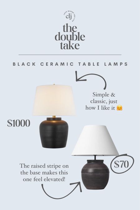 The Double Take: Black Ceramic Table Lamps

#LTKstyletip #LTKFind #LTKhome