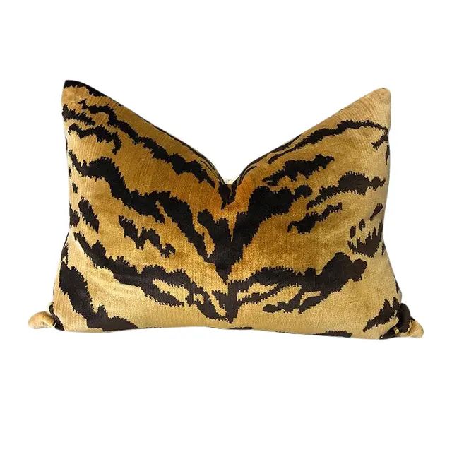 Animalia Tiger Print Down Filled Pillow | Chairish