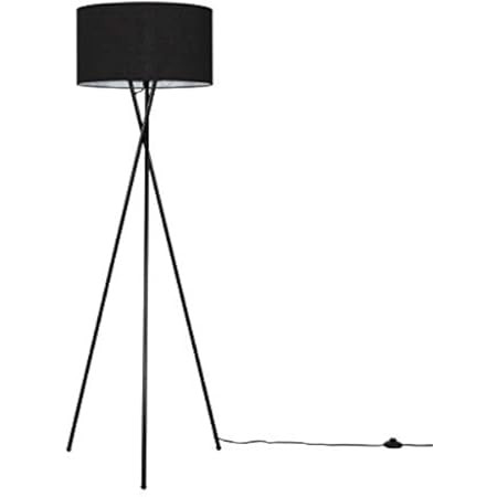 Modern Gloss Black Metal Tripod Floor Lamp with a Black Cylinder Shade | Amazon (UK)