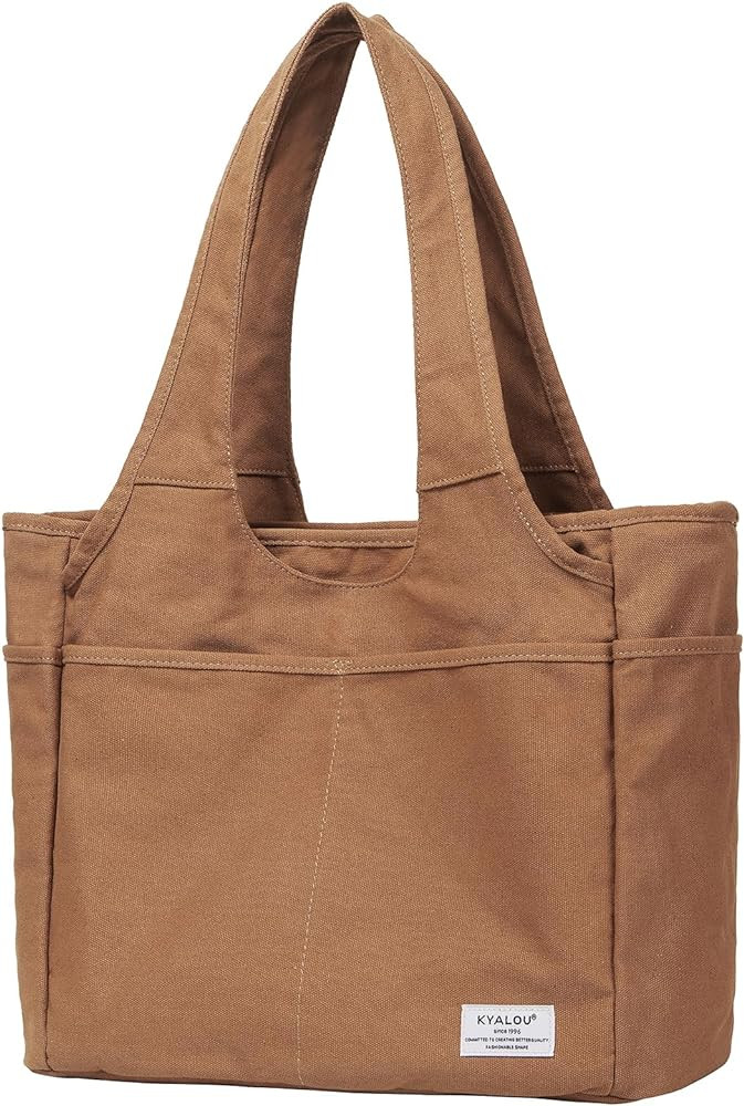 Utility Large Canvas Tote Bag, Women Casual Shoulder Bags for Work School Gym Beach Travel Shoppi... | Amazon (US)