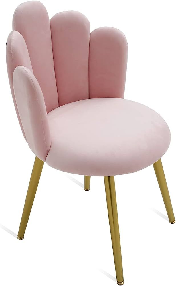 Vanity Chair for Makeup Room - Midcentury Modern Accent Velvet Chair with Back Support, Gold Legs... | Amazon (US)