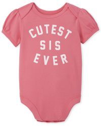 Baby Girls Matching Family Short Sleeve Cutest Sis Ever Graphic Bodysuit | The Children's Place  ... | The Children's Place