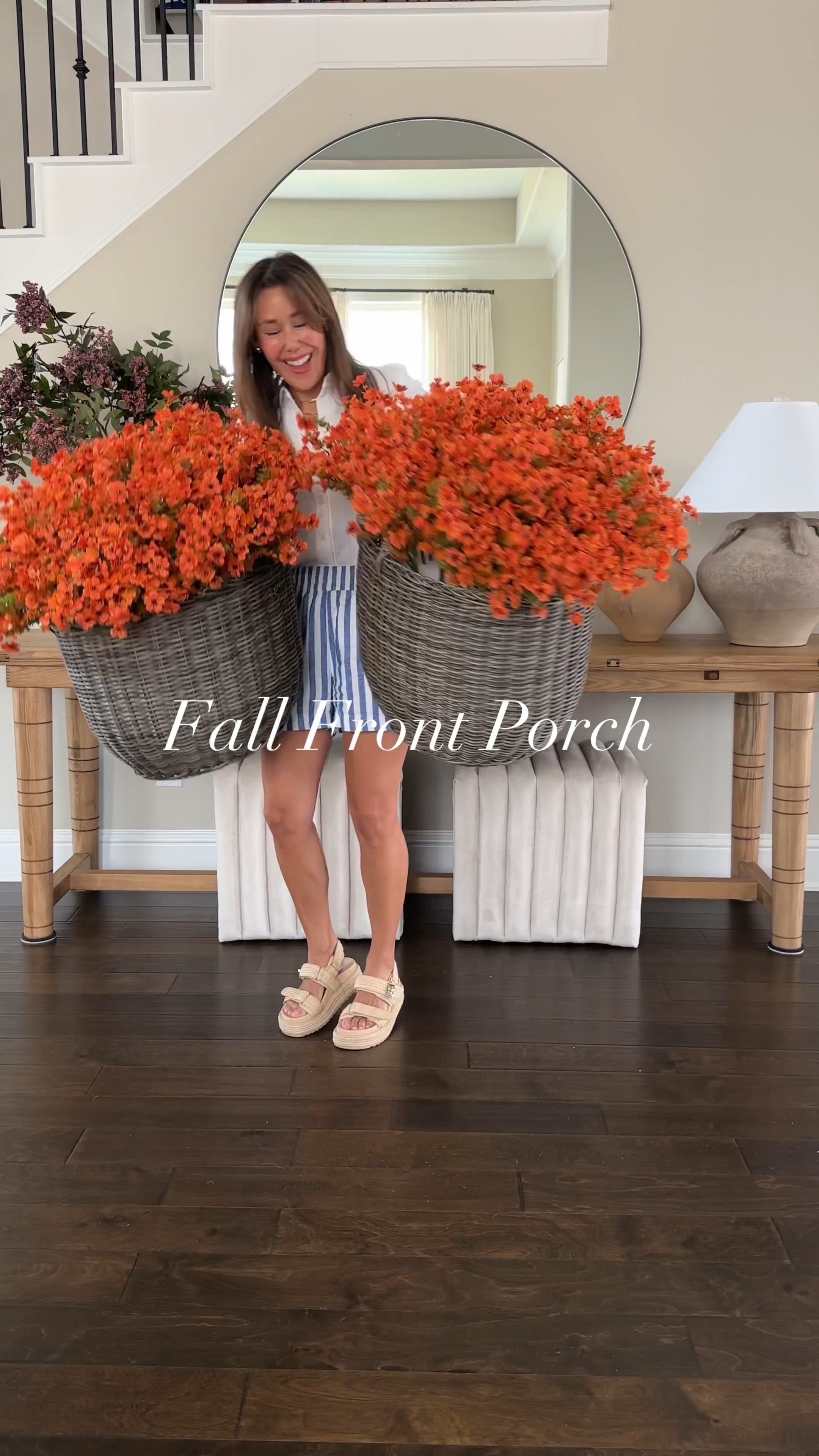 Fall front porch and everything I used is fake!! Do your mums die too before the season is even started? I used these fake flowers from Amazon! 

👉👉 The used two packs per basket! 

And the pumpkins are fake too. Mine are from Homegoods. I linked very similar ones that will get you the look! 

#LTKHome #LTKSeasonal #LTKVideo