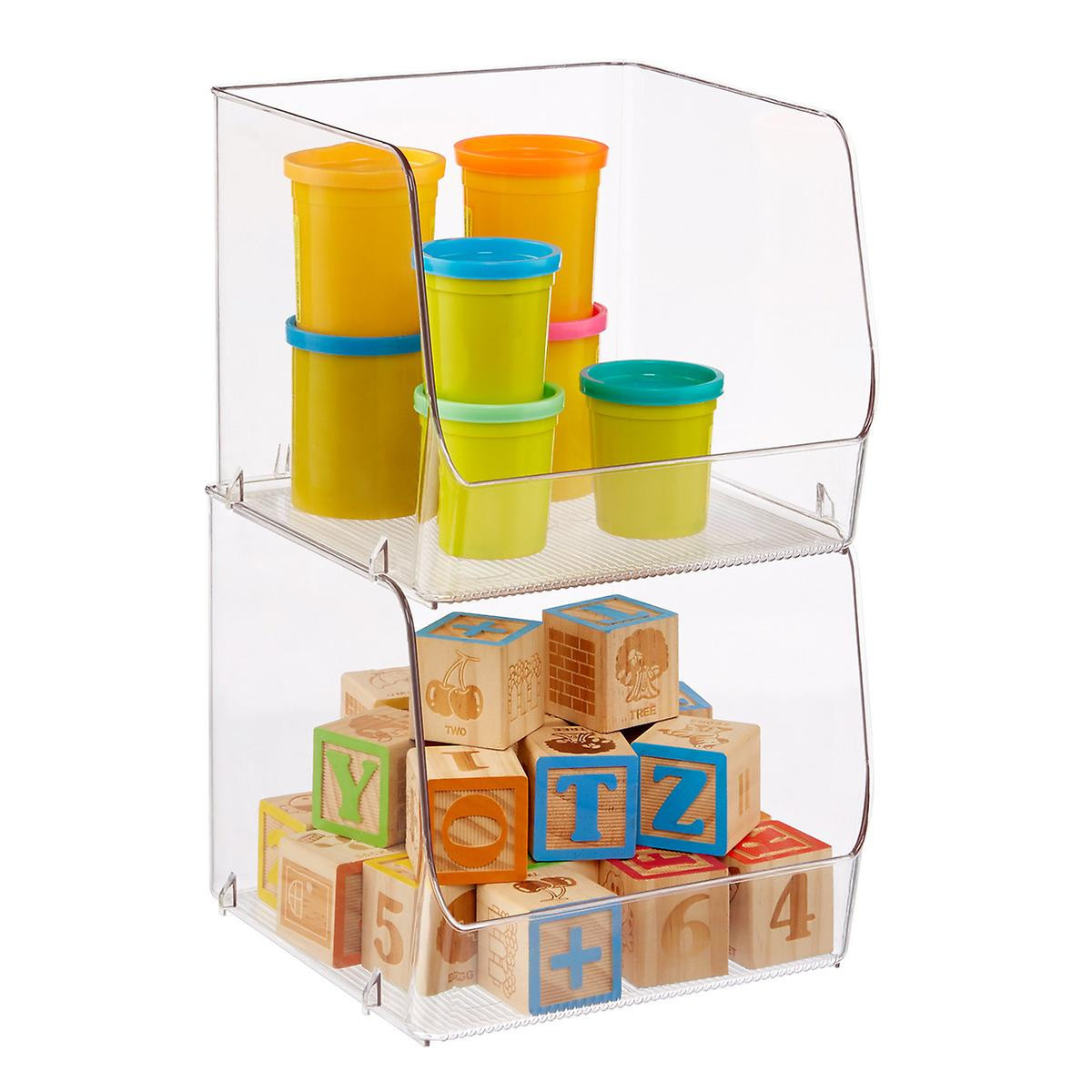 iDESIGN Linus Medium Open Stacking Bin Clear | The Container Store