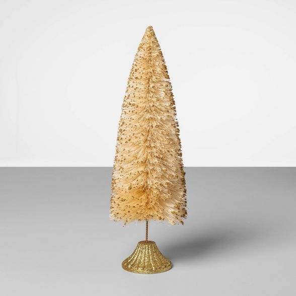 14.2" x 4.5" Bottle Brush Christmas Tree Gold - Opalhouse™ | Target