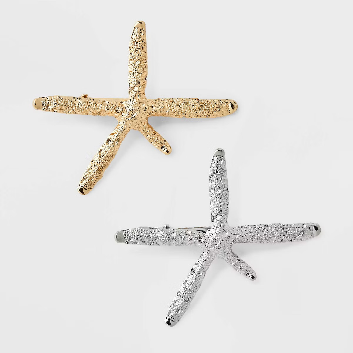 Metal Textured Starfish Hair Clip Set 2pc - A New Day™ Gold/Silver | Target