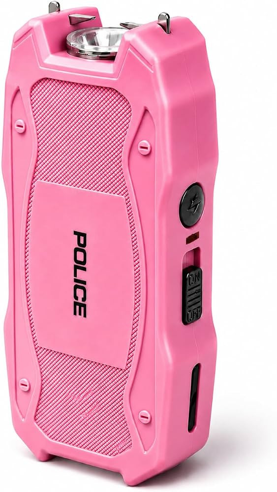 POLICE Stun Gun for Self Defense 1901 Mini Rechargeable LED Flashlight Pink | Amazon (US)