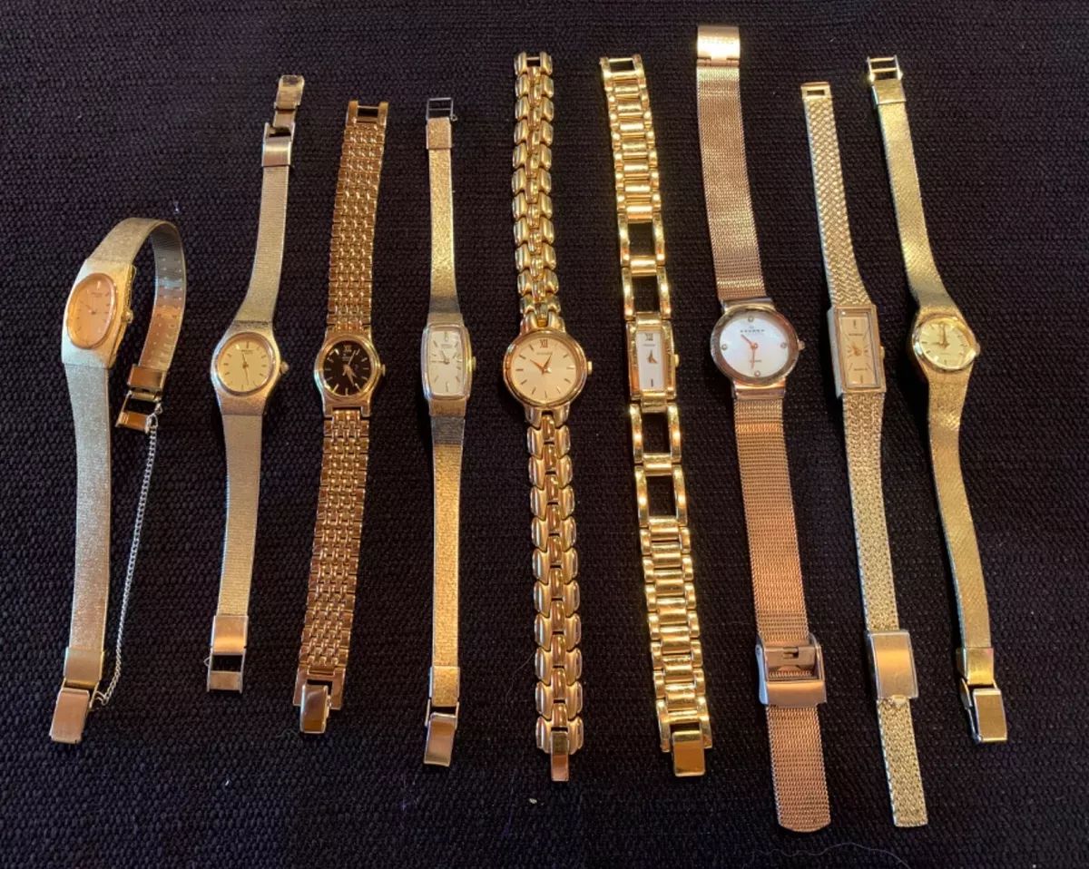 Vintage Lot of 9 Goldtone Ladies Watches - Seiko Pulsar Skagen Armitron &amp; Timex  | eBay | eBay US