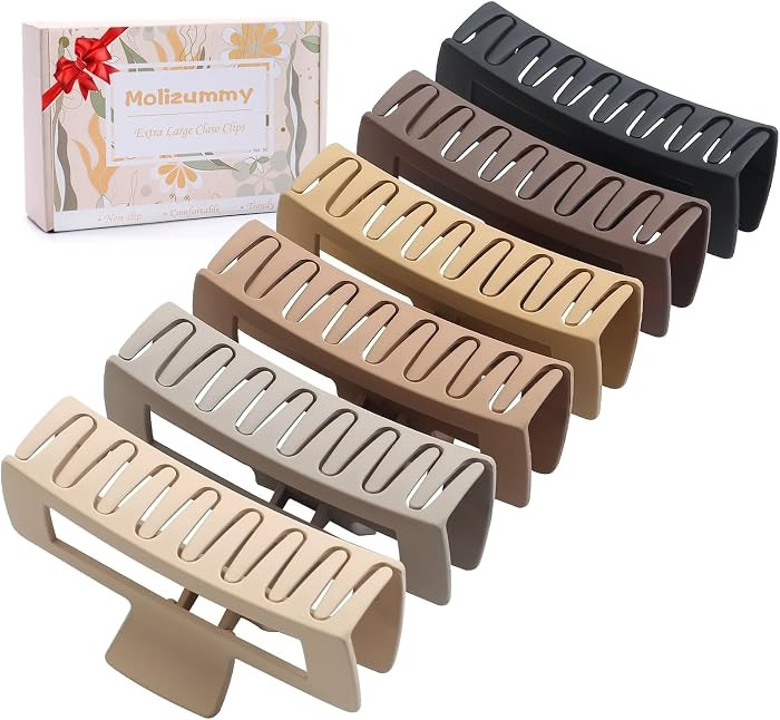 5 Inch XL Hair Clips, Strong Hold Oversized Non-slip Square Clips for Thick Long Curly Hair - 6 C... | Amazon (US)