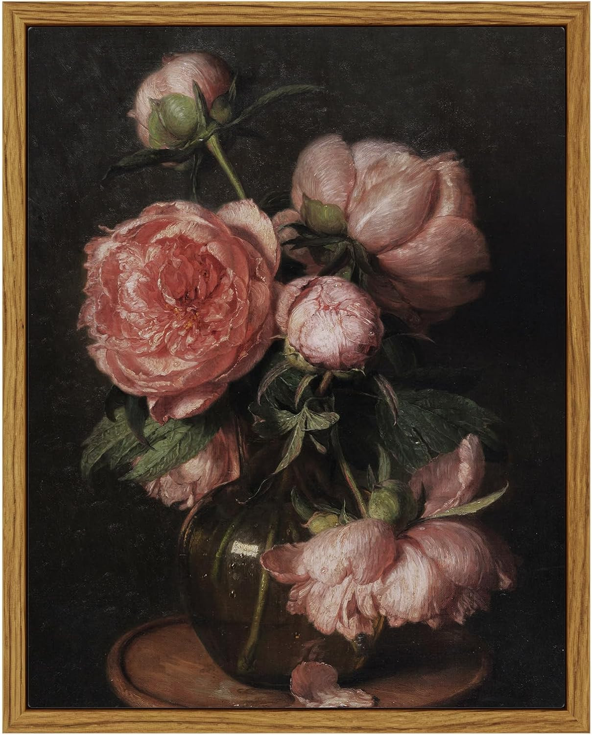 InSimSea Framed Canvas Wall Art, Vintage Flower Pictures Decor Aesthetic, Samll Wall Art Valentines Day Gifts, Desk Shelf Decor, Rose Floral Paintings Decor For Bedroom Bedroom Office Decor, 8x10in | Amazon (US)