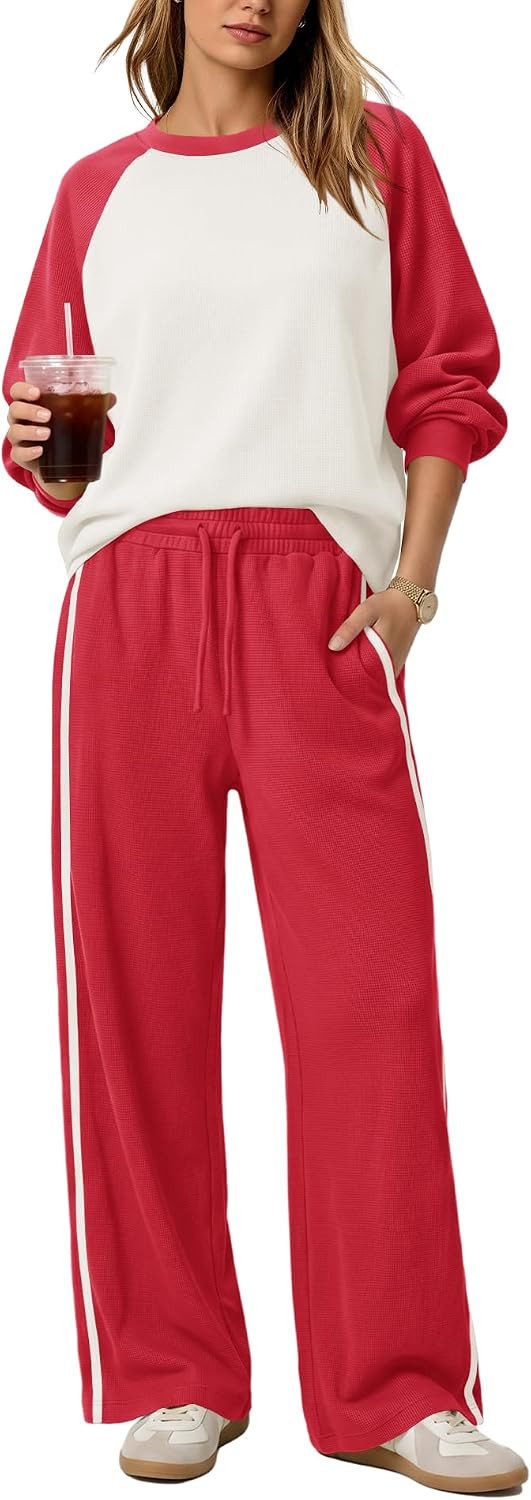 SENSERISE Womens Waffle Knit Lounge Set Pajama Sets | Amazon (US)