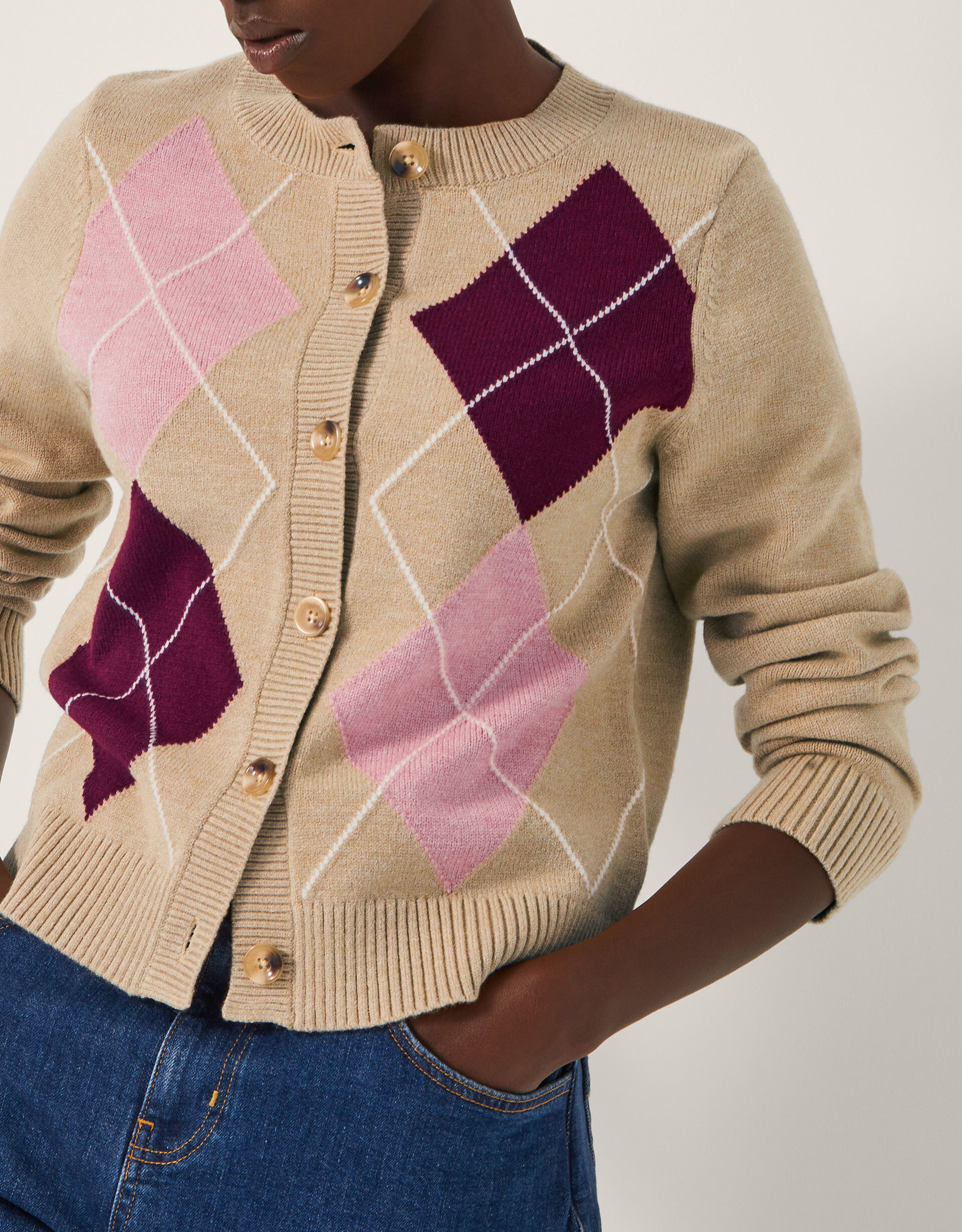 Anne Argyle Knitted Cardigan Camel | Monsoon (UK)