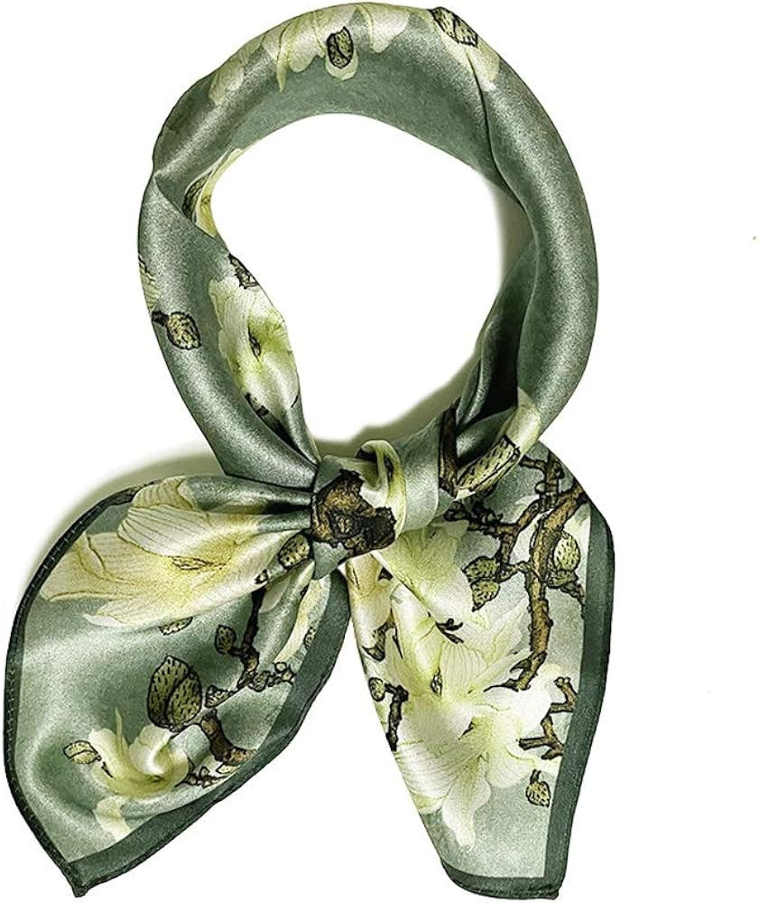 JERLA Women's Men's Small Square 100% Real Mulberry Silk satin Scarfs Hair head face scarf 21" x ... | Amazon (US)