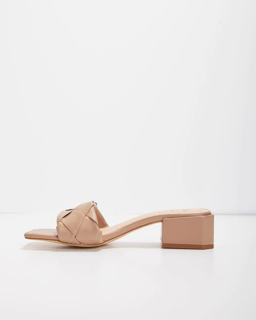 Rivette Heeled Faux Leather Sandal - Tan | VICI Collection