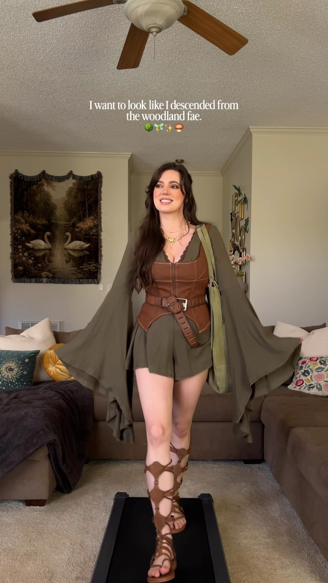 Dressing like I stepped out of a mystical woodland. 🤌🏼🌳🧚✨🍄‍🟫

Romper is true to size, size down in the vest! 

#LTKootd #LTKFestival #LTKSeasonal