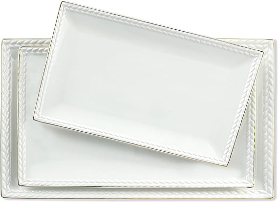 Kassel Ceramic Serving Platter Set | 14”/12”/10” Rectangular Serving Trays for Entertaining... | Amazon (US)