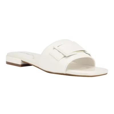 Calvin Klein Women's Tangelo Slip-On Dress Flat Sandals, White, 5M | Belk