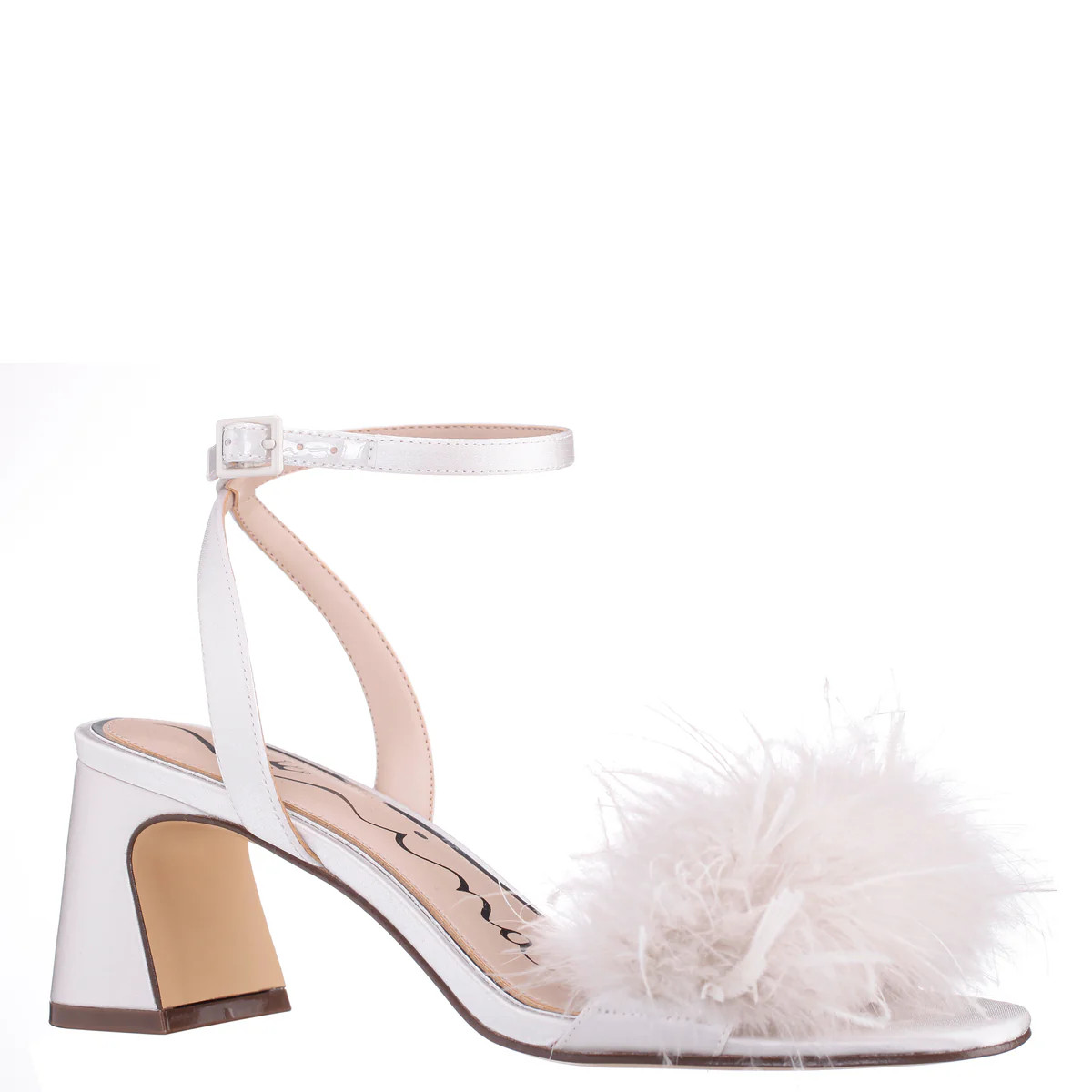 Womens Bev White Satin Block-Heel Sandals | Nina Shoes | Nina Shoes