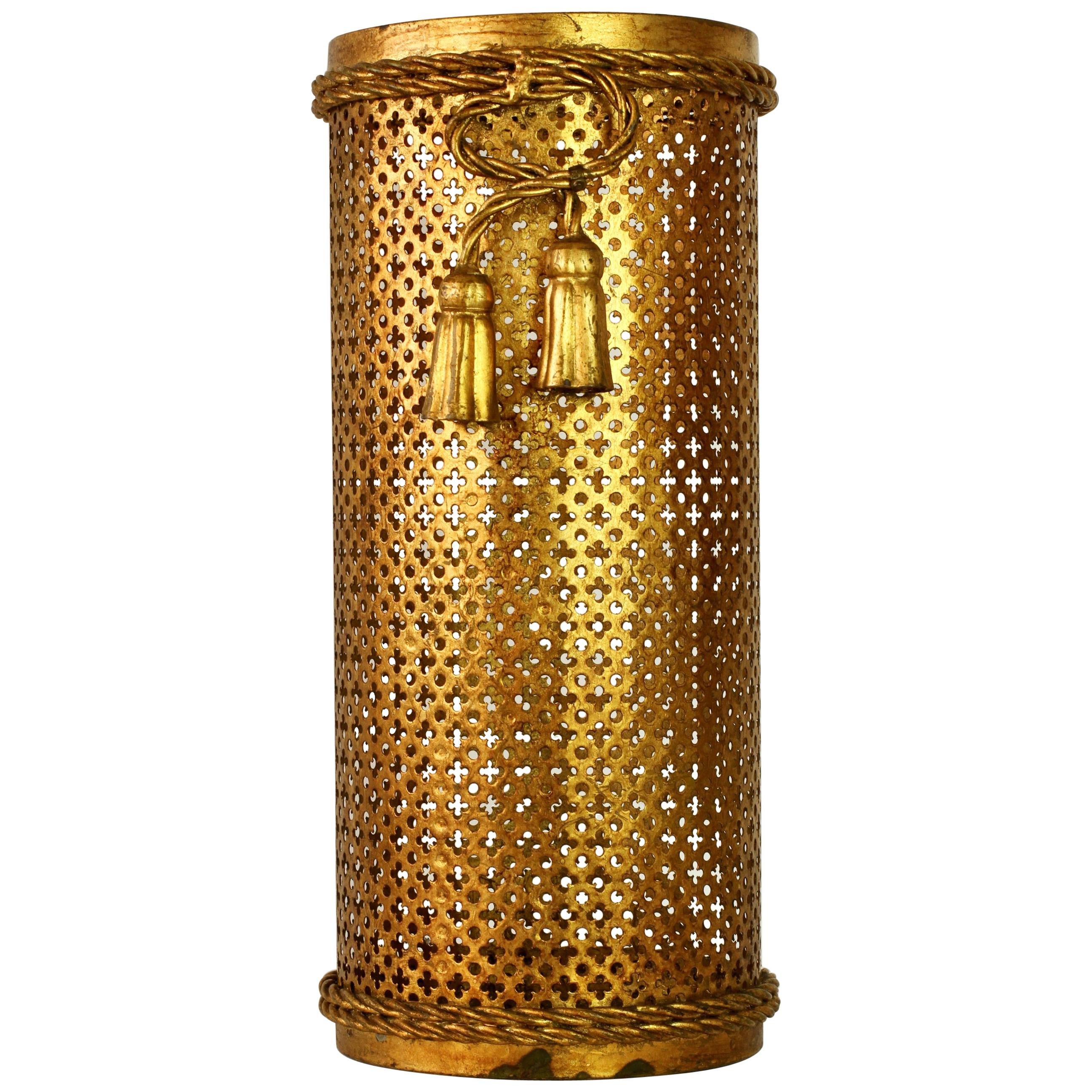 Midcentury Italian Hollywood Regency Gold Gilded Umbrella Stand or Holder, 1950s | 1stDibs
