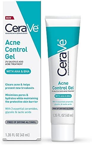 CeraVe Salicylic Acid Acne Treatment with Glycolic Acid and Lactic Acid | AHA/BHA Acne Gel for Face  | Amazon (US)