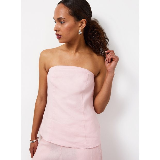 Buy Pink Linen Bandeau Top 12 | Tops | Tu | Tu Clothing