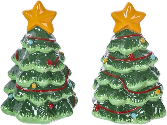 The Bridge Collection Christmas Tree Salt and Pepper Shakers - Festive Ceramic Salt & Pepper Shak... | Amazon (US)