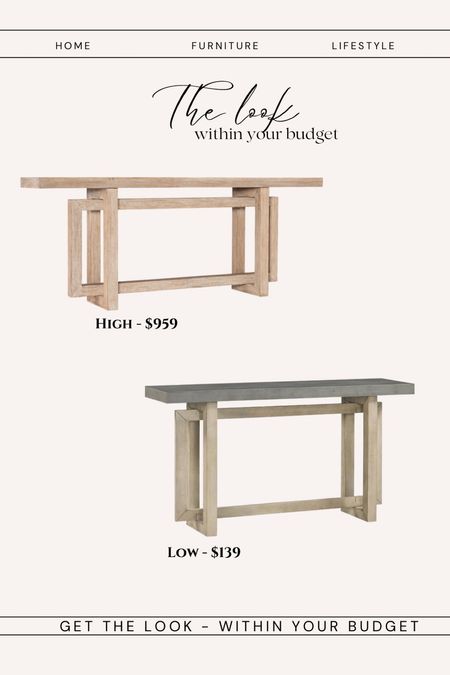 The look for less home. Modern console table wooden. Restoration Hardware lookalike. Rustic console table concrete 

#LTKhome #LTKstyletip #LTKsalealert