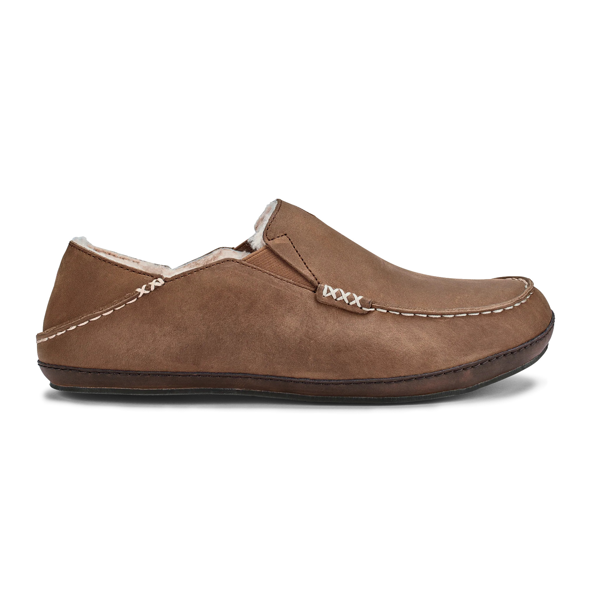 Moloā Men's Leather Slippers - Toffee / Dark Wood | OluKai | OluKai