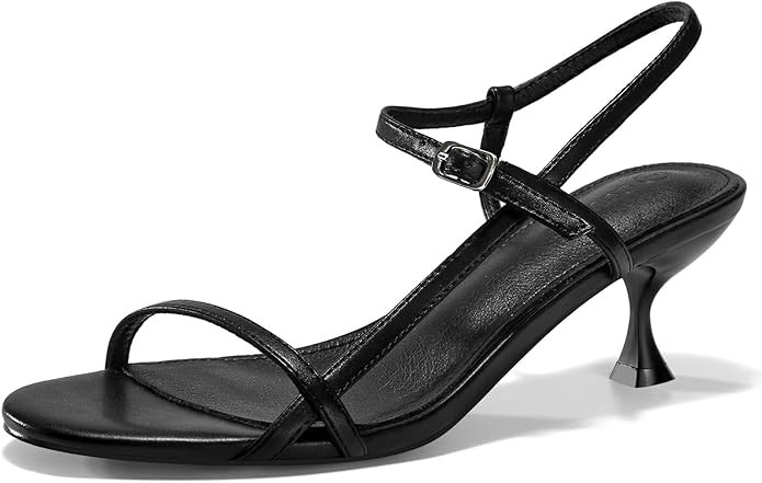 Coutgo Womens Strappy Heeled Sandals Kitten Low Heel Open Toe Ankle Strap Party Wedding Dress Sho... | Amazon (US)