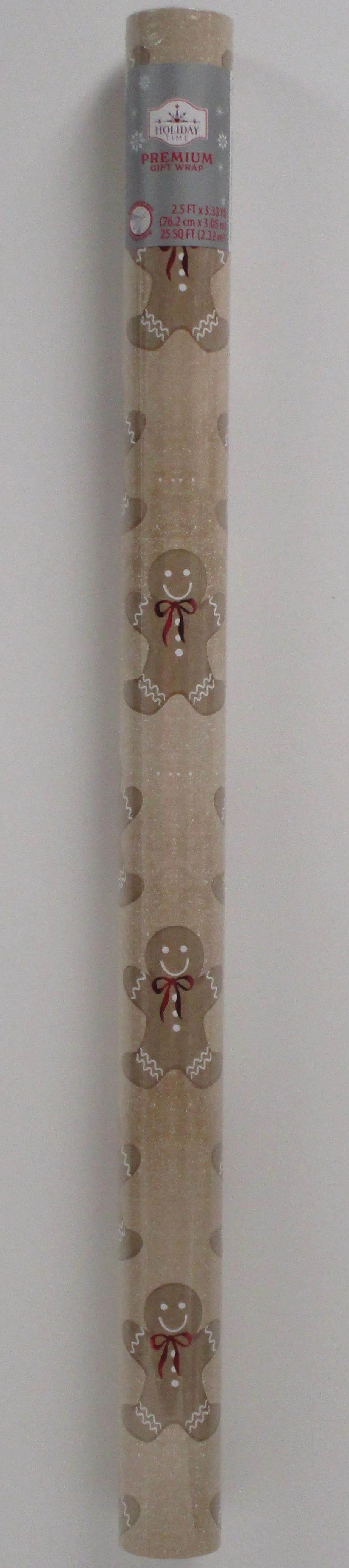 Beige Gingerbread Man Premium Christmas Wrapping Paper, 25 sq ft, by Holiday Time | Walmart (US)