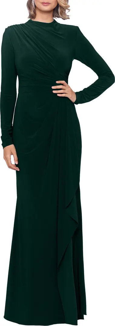 Ruffle Long Sleeve Sheath Gown | Nordstrom