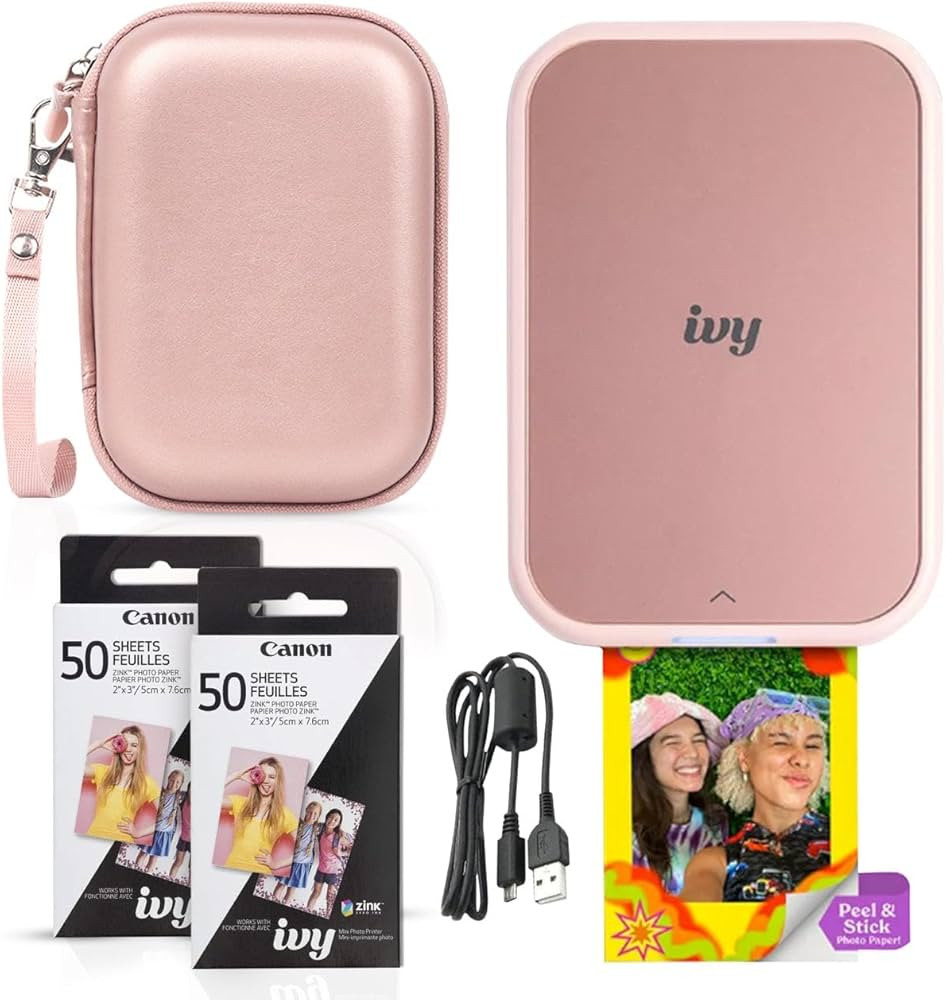 Canon Ivy 2 Mini Photo Printer (Blush Pink) - Bluetooth, Print from iOS & Android Devices, Bundle... | Amazon (US)