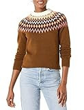 Amazon Essentials Women's Soft-Touch Crewneck Fair Isle Pattern Sweater, Medium Brown Fair Isle, Small | Amazon (US)