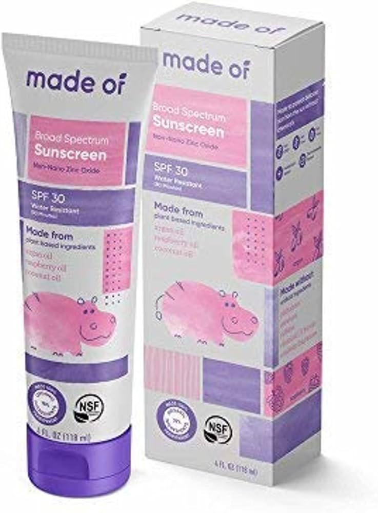 Baby Sunscreen Organic SPF 30 by MADE OF - Zinc Oxide Sunscreen - EWG Sunscreen Rated 1 & NSF Org... | Amazon (US)