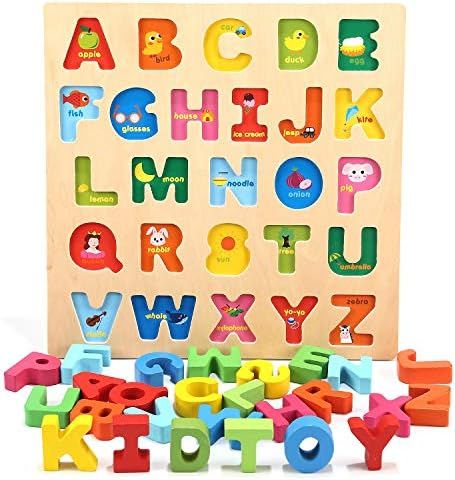 Jamohom Wooden Alphabet Puzzles for Toddlers, Chunky ABC Puzzles Board for 2-5 Years Old, Educati... | Amazon (US)