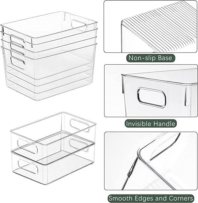 KAZIPA Clear Plastic Storage Bins - Perfect Kitchen Organization and Storage, Pantry Organization... | Amazon (US)