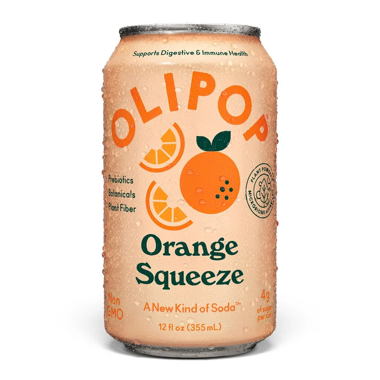 Olipop Prebiotic Soda Pop, Orange Squeeze, High Fiber, 12 fl oz, Refrigerated | Walmart (US)