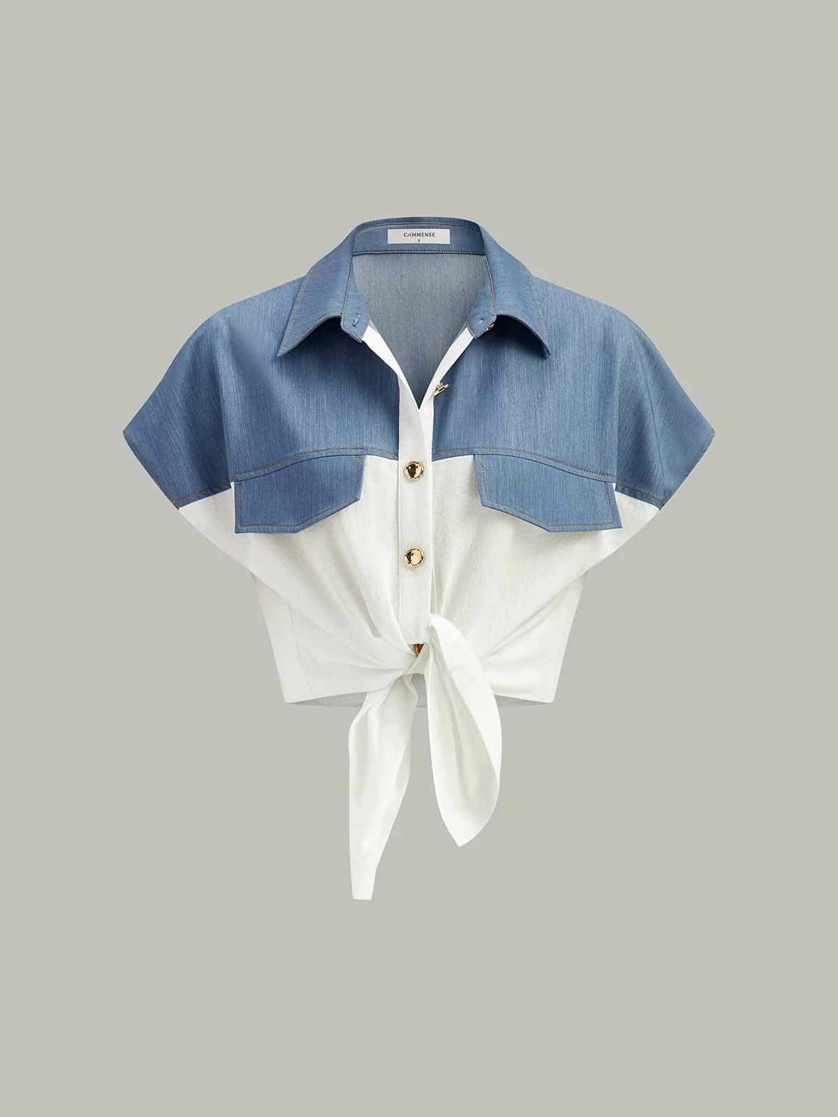 Color-Blocked Short-Sleeved Shirt | Commense