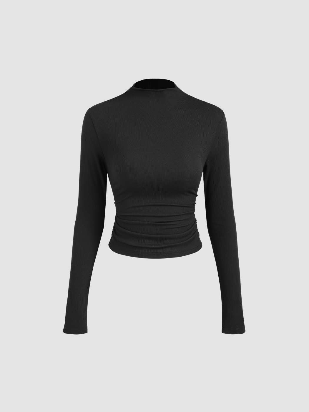 Strickstoff Hochgeschlossenes, langärmliges Oberteil mit Rüschen For Lässige Alltagskleidung | Cider