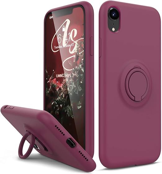 HAVVA for iPhone XR Case, [Silicone and Ring Kickstand Series] [Soft Anti-Scratch Microfiber Lini... | Amazon (US)